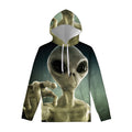 Grey Alien 3D Print Pullover Hoodie