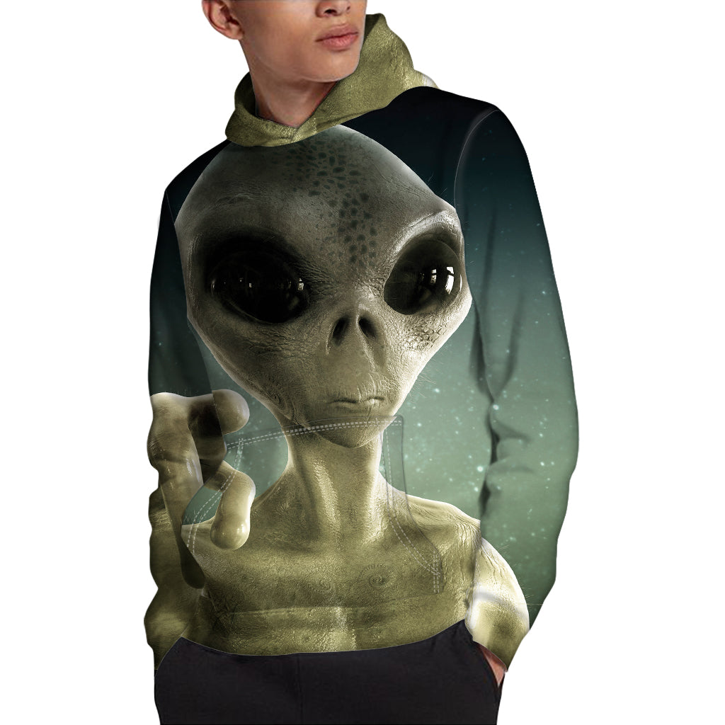 Grey Alien 3D Print Pullover Hoodie