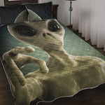 Grey Alien 3D Print Quilt Bed Set