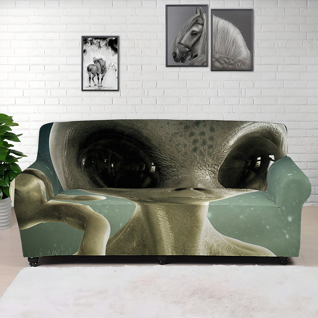 Grey Alien 3D Print Sofa Cover