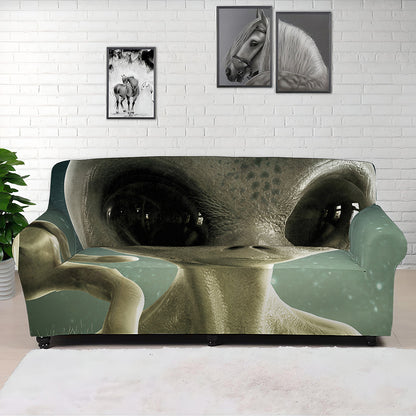 Grey Alien 3D Print Sofa Cover