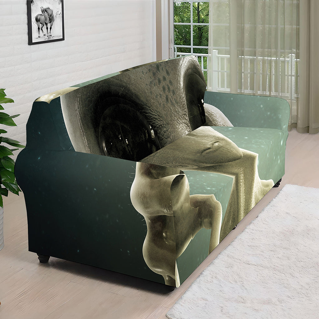 Grey Alien 3D Print Sofa Cover