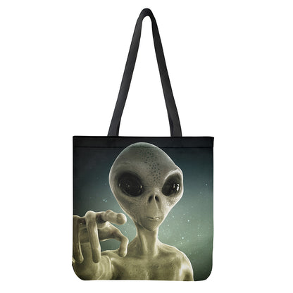 Grey Alien 3D Print Tote Bag