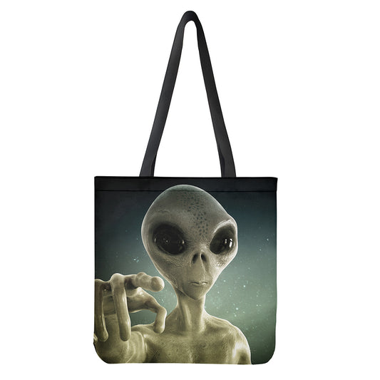 Grey Alien 3D Print Tote Bag