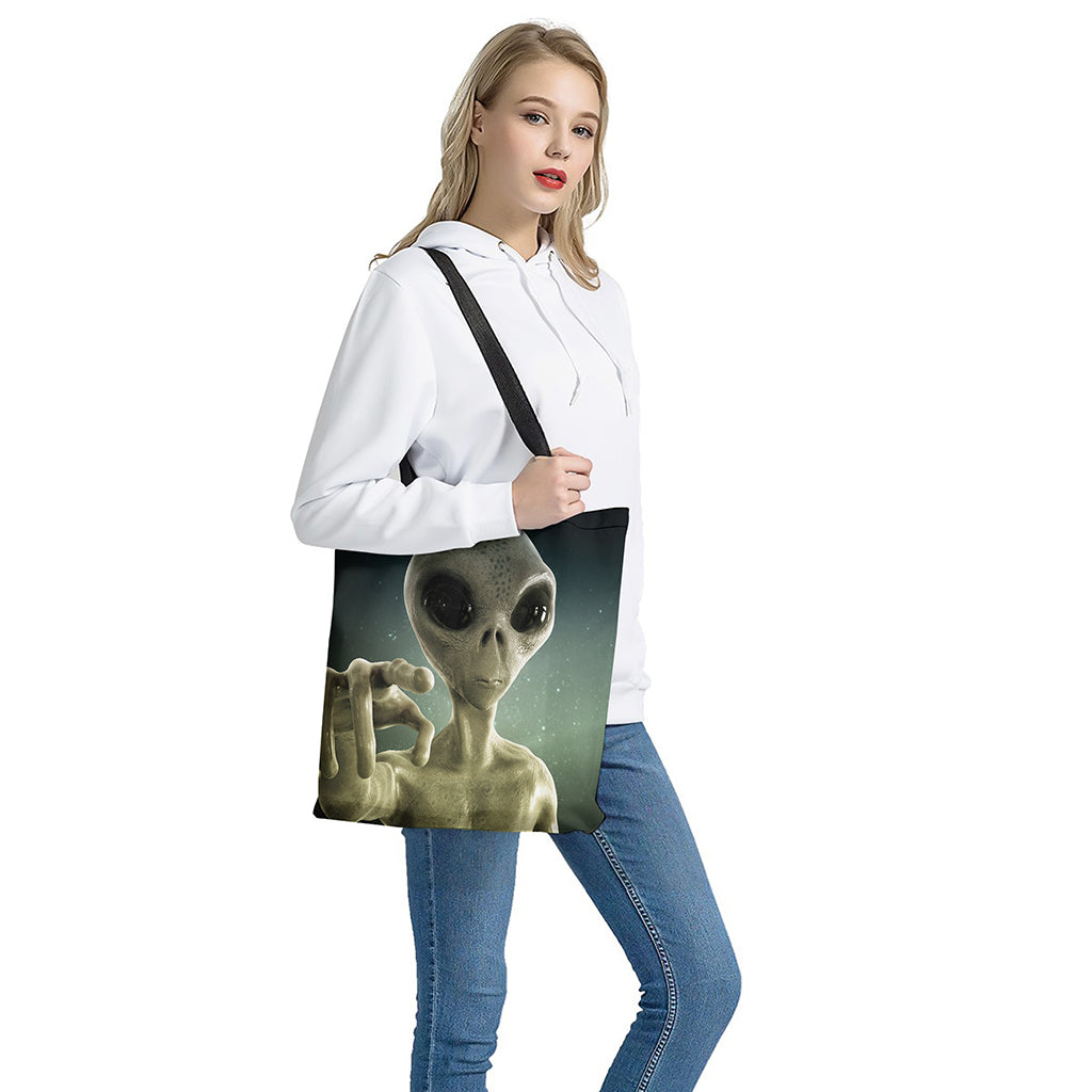 Grey Alien 3D Print Tote Bag