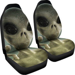 Grey Alien 3D Print Universal Fit Car Seat Covers
