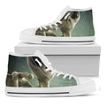 Grey Alien 3D Print White High Top Sneakers