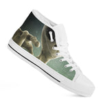 Grey Alien 3D Print White High Top Shoes