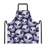 Grey Alien Face Pattern Print Apron