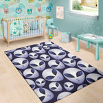 Grey Alien Face Pattern Print Area Rug