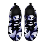 Grey Alien Face Pattern Print Black Sneakers