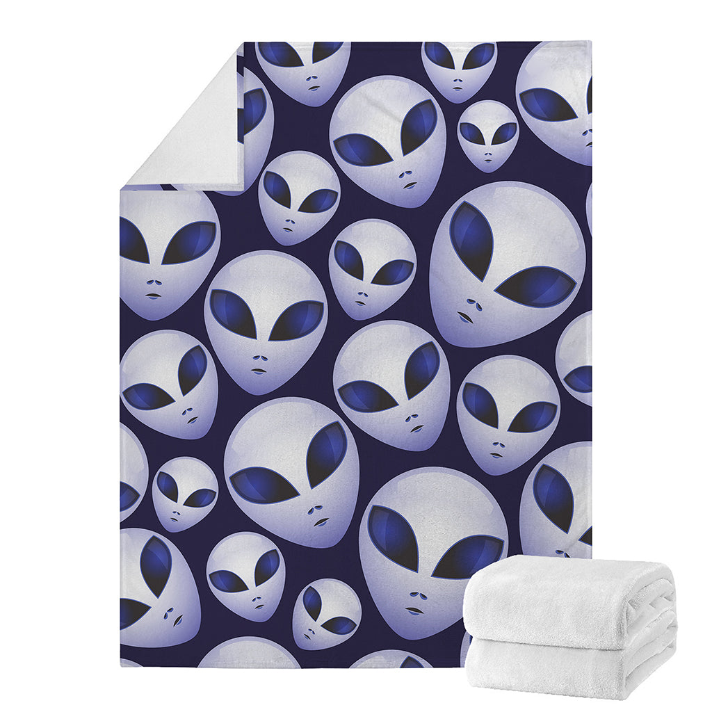 Grey Alien Face Pattern Print Blanket