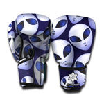 Grey Alien Face Pattern Print Boxing Gloves