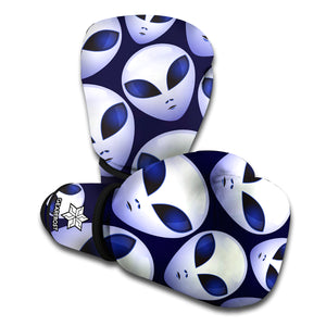 Grey Alien Face Pattern Print Boxing Gloves