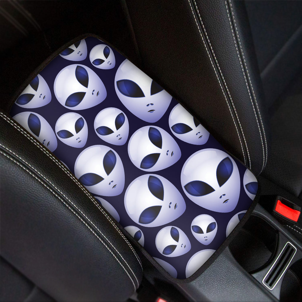 Grey Alien Face Pattern Print Car Center Console Cover