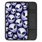 Grey Alien Face Pattern Print Car Center Console Cover