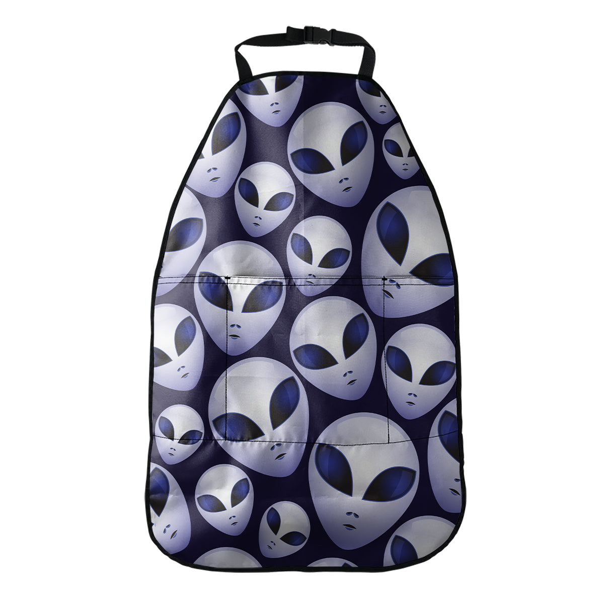 Grey Alien Face Pattern Print Car Seat Organizers