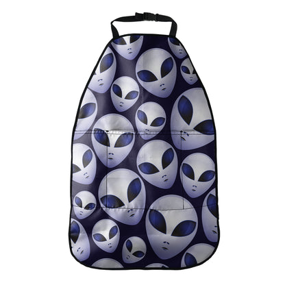 Grey Alien Face Pattern Print Car Seat Organizers