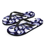 Grey Alien Face Pattern Print Flip Flops