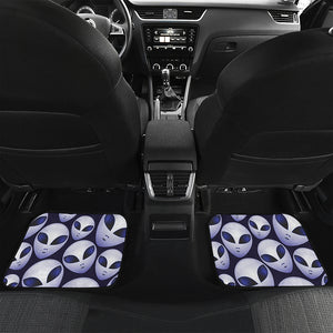 Grey Alien Face Pattern Print Front and Back Car Floor Mats