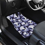 Grey Alien Face Pattern Print Front and Back Car Floor Mats