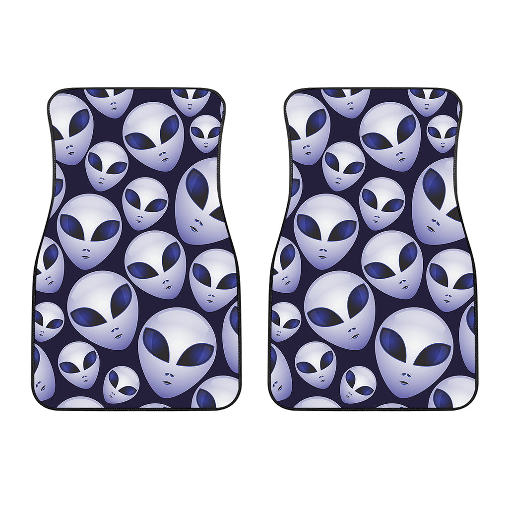 Grey Alien Face Pattern Print Front Car Floor Mats