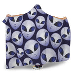 Grey Alien Face Pattern Print Hooded Blanket