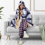 Grey Alien Face Pattern Print Hooded Blanket