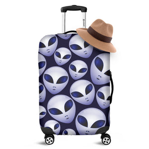 Grey Alien Face Pattern Print Luggage Cover