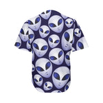 Grey Alien Face Pattern Print Men's Baseball Jersey