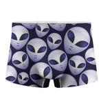 Grey Alien Face Pattern Print Men's Boxer Briefs