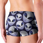 Grey Alien Face Pattern Print Men's Boxer Briefs