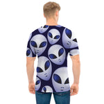 Grey Alien Face Pattern Print Men's T-Shirt