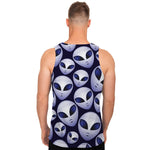 Grey Alien Face Pattern Print Men's Tank Top