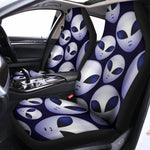Grey Alien Face Pattern Print Universal Fit Car Seat Covers