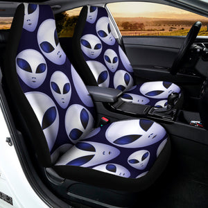 Grey Alien Face Pattern Print Universal Fit Car Seat Covers