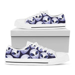 Grey Alien Face Pattern Print White Low Top Shoes