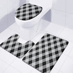 Grey And Black Argyle Pattern Print 3 Piece Bath Mat Set