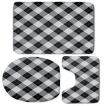 Grey And Black Argyle Pattern Print 3 Piece Bath Mat Set