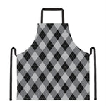 Grey And Black Argyle Pattern Print Apron