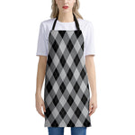 Grey And Black Argyle Pattern Print Apron