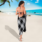 Grey And Black Argyle Pattern Print Beach Sarong Wrap