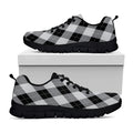 Grey And Black Argyle Pattern Print Black Running Shoes