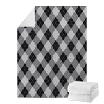 Grey And Black Argyle Pattern Print Blanket
