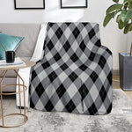 Grey And Black Argyle Pattern Print Blanket