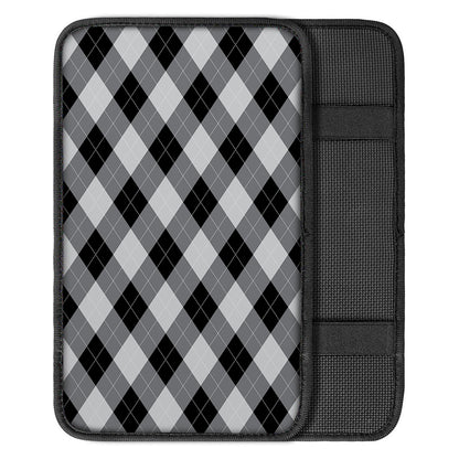 Grey And Black Argyle Pattern Print Car Center Console Cover