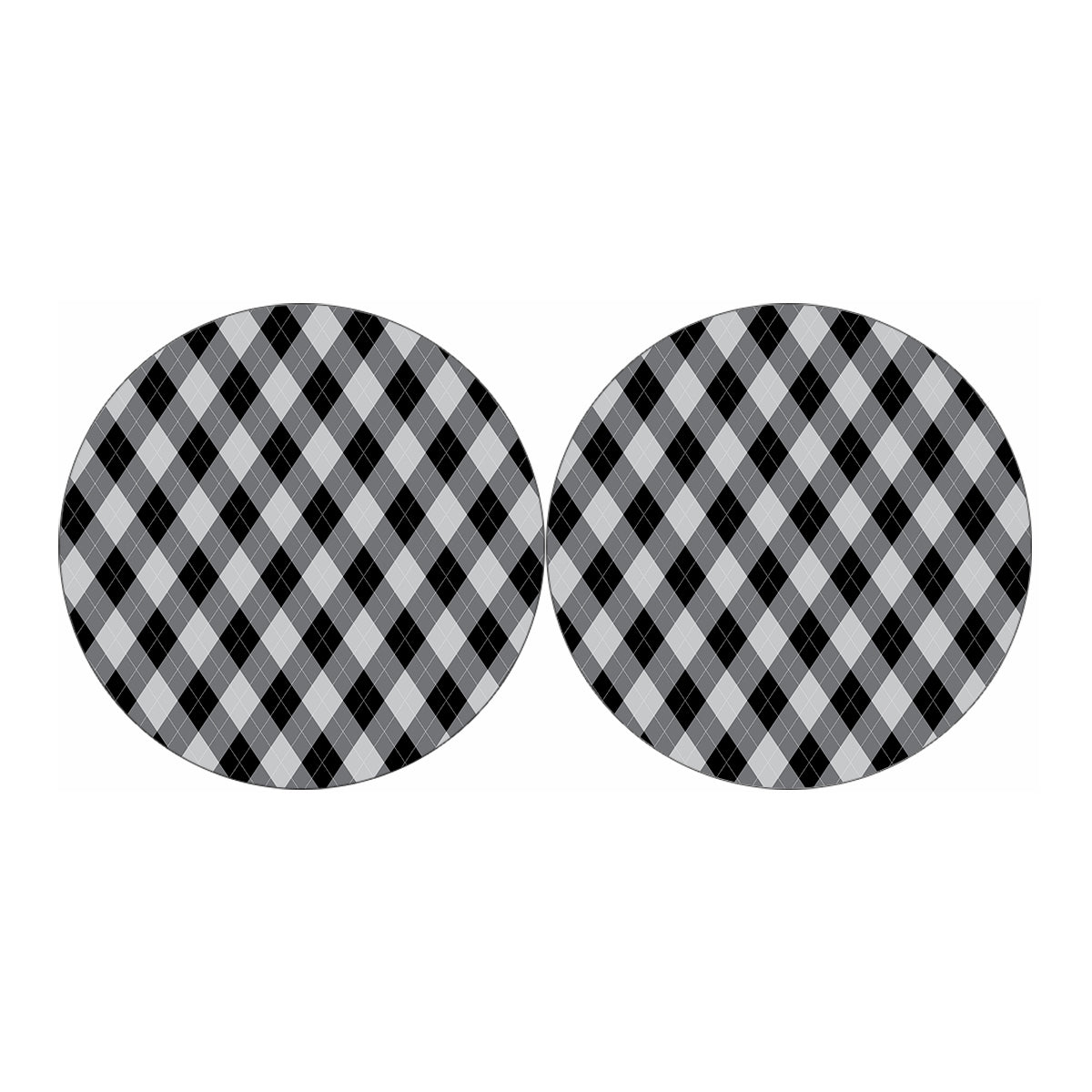 Grey And Black Argyle Pattern Print Car Coasters