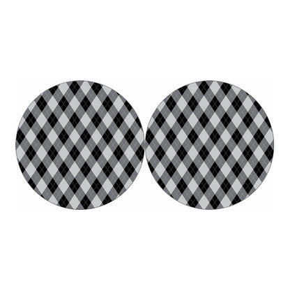 Grey And Black Argyle Pattern Print Car Coasters