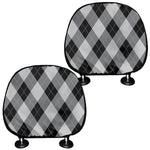 Grey And Black Argyle Pattern Print Car Headrest Covers