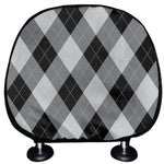 Grey And Black Argyle Pattern Print Car Headrest Covers